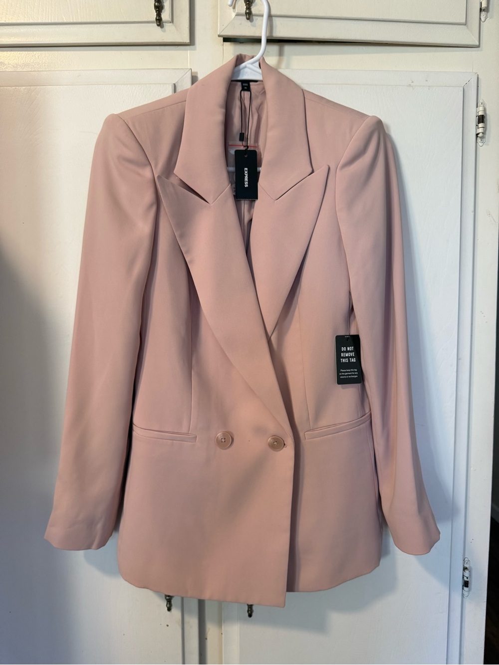 EXPRESS Women's Double-Breasted Blazer Jacket in Blush Pink